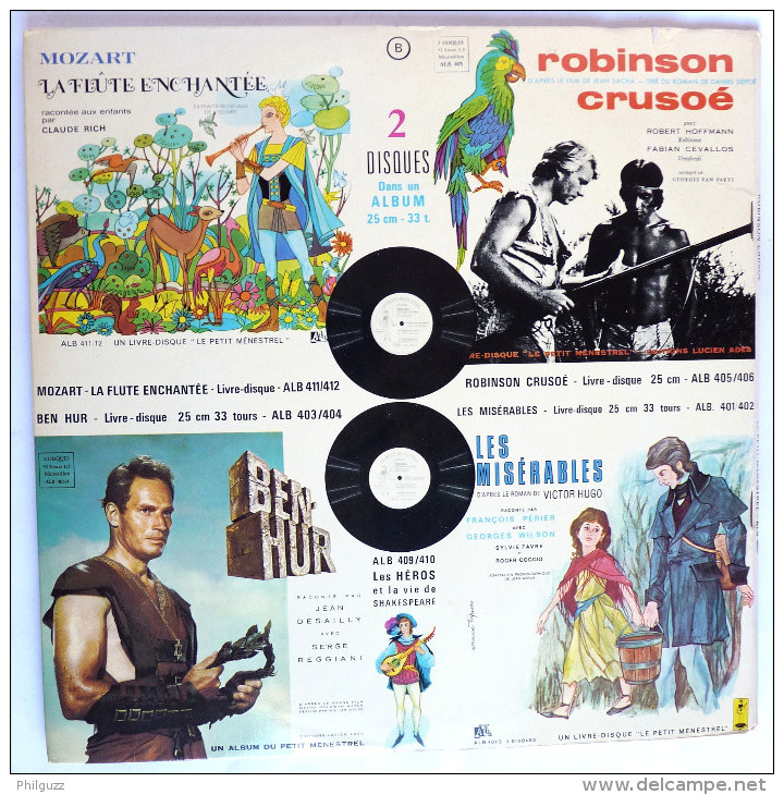 RARE Disque Vinyl 33T 25 Cm Double Album 2 Disques ROBINSON CRUSOE - D DEFOE R HOFFMANN ADES ALB 405 1975 - Dischi & CD