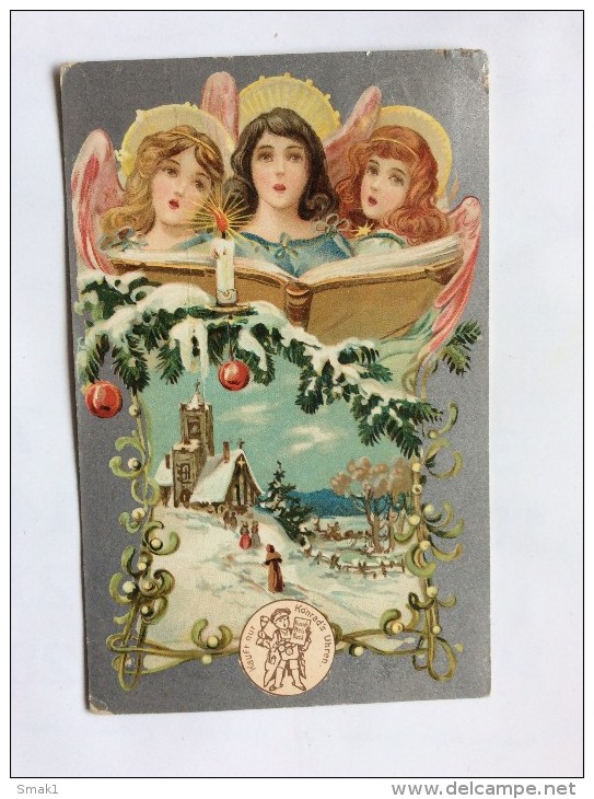 AK  WEIHNACHTEN   CHRISTMAS     ANGEL   ENGEL    LITHO       1912. - Sonstige & Ohne Zuordnung