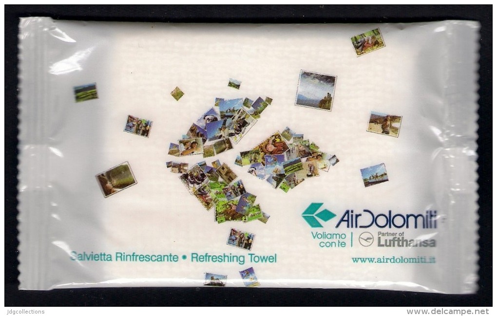 # AIR DOLOMITI Lufthansa Refreshing Towel Serviette Giveaway Advert Cadeaux Luftfahrt Airlines Aviation Aereo Avion - Reclamegeschenk