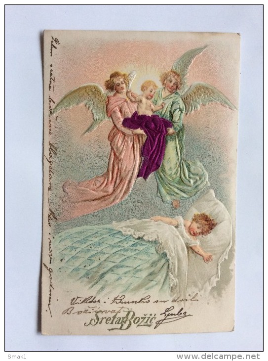 AK   WEIHNACHTEN   CHRISTMAS   ANGEL  ANGELS   ENGEL    EMBOSSED     LITHO   1902 - Sonstige & Ohne Zuordnung