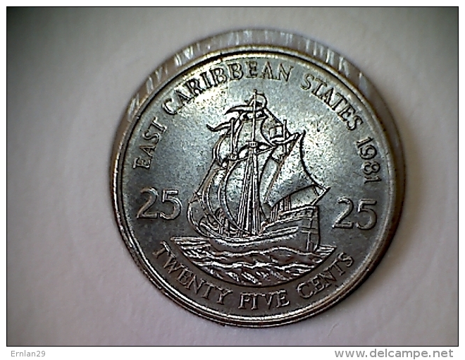 Caraibes De L´Est  25 Cents 1981 - Caraibi Orientali (Stati Dei)