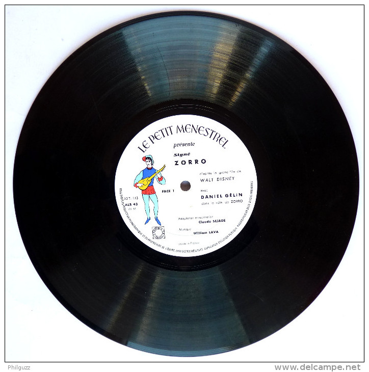 RARE Disque Vinyle 33T 25 Cm SIGNE ZORRO WALT DISNEY Daniel Gélin - ADES ALB 43 1959 - Discos & CD