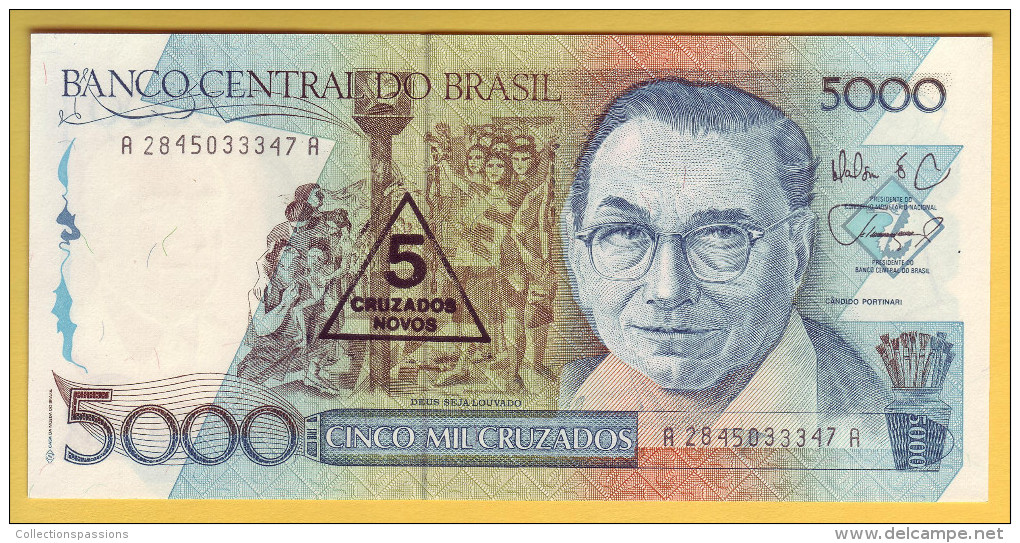 BRESIL - Billet De 5 Cruzados Novos Sur 5000 Cruzados. (1989). Pick: 217a. NEUF - Brazil