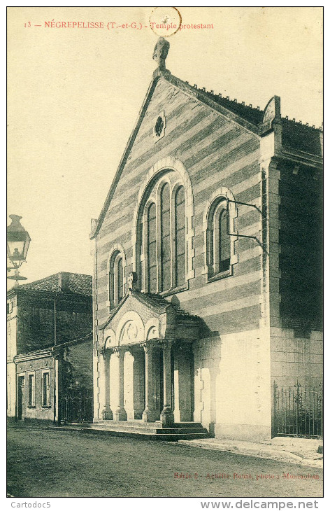 Temples  Négrepelisse (T. Et G.) Temple Protestant Carton Format Cpa - Chiese E Cattedrali