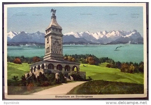 Alte Karte "Bismarkturm Am Starnbergersee"  Berg 1943 - Starnberg