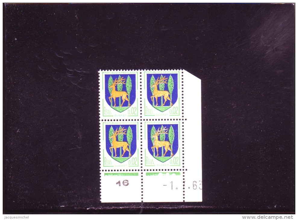 N° 1351B - 0,02F Blason De GUERET - A De A+B -1° Tirage Du 27.6.63 Au 5.7.63  - 1.07.1963 - - 1960-1969