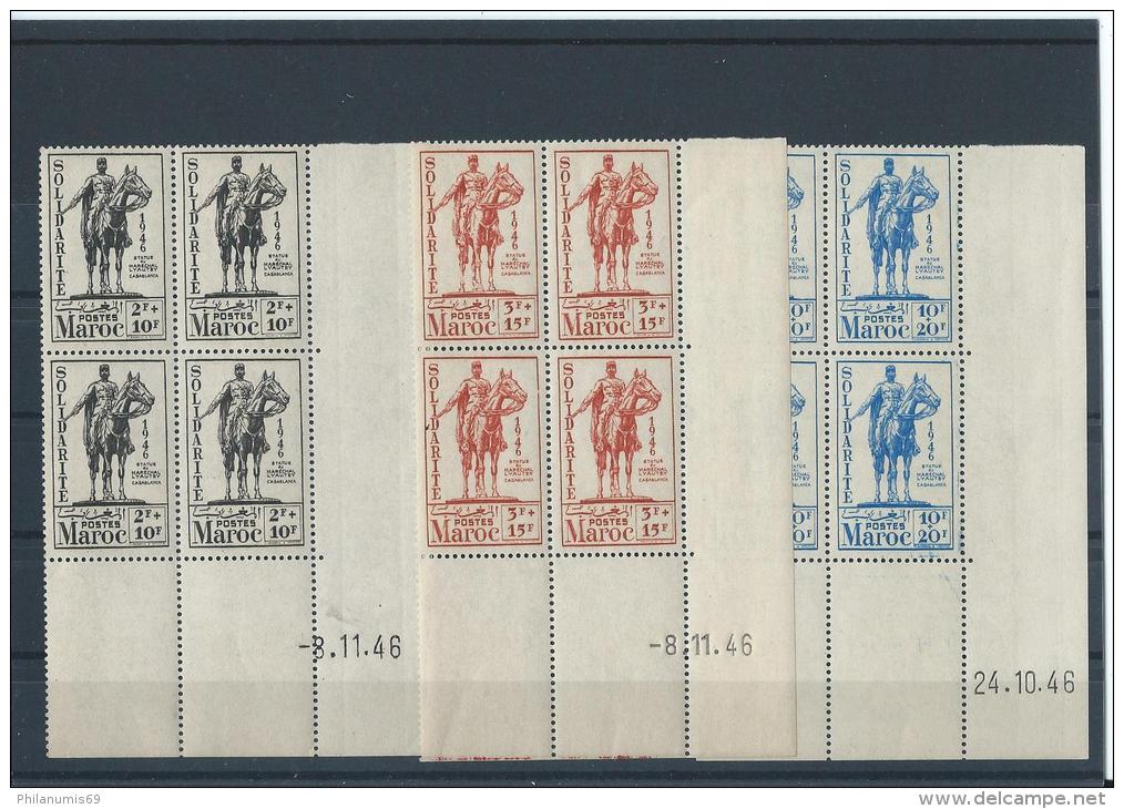 MAROC 1946 - YT N° 241/243 NEUF SANS CHARNIERE ** (MNH) GOMME D'ORIGINE LUXE COIN DATE - Unused Stamps