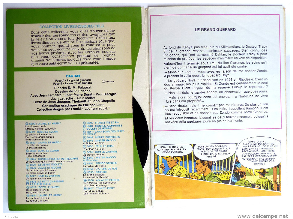RARE Vinyle Disque 45T DAKTARI - JPM 5855 1974 Pochette Et BD Intérieure FRISANO - Disques & CD