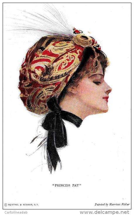 [DC4839] CARTOLINA - DONNA - VINTAGE "PRINCESS PAT" Young Blonde Woman In Exotic Hat - Non Viaggiata - Old Postcard - Fisher, Harrison