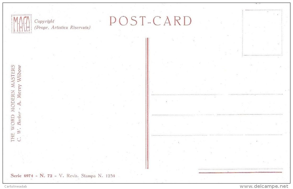 [DC4840] CARTOLINA - DONNA - CON CAPPELLO FIRMATA C. W. BARBER - Non Viaggiata - Old Postcard - Barber, Court