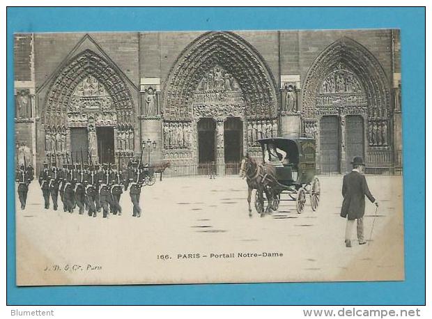 CPA 166 - Attelage Militaires Portail Notre-Dame PARIS - Autres Monuments, édifices