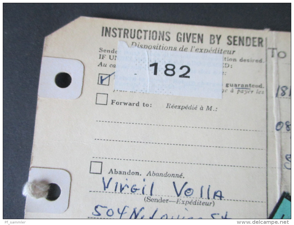 USA 1971 Anhänger Für Ein Gepäckstück Nach Schweden!! Lösen 400 Öre. Glendale - Stockholm. - Lettres & Documents