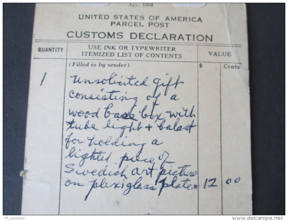 USA 1971 Anhänger Für Ein Gepäckstück Nach Schweden!! Lösen 400 Öre. Glendale - Stockholm. - Lettres & Documents