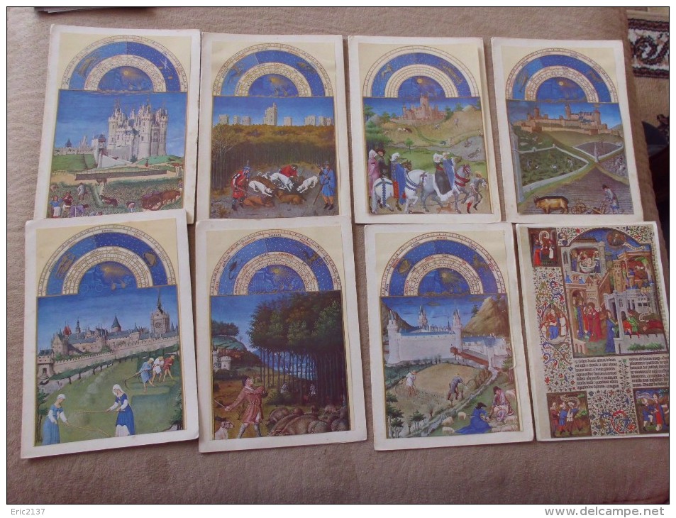 LOT DE 8 CARTES DOUBLE ..PUBLICITE  7 DES RICHES HEURES DU DUC DE BERRY 1LA VIE DE ST-MARC. - 5 - 99 Karten