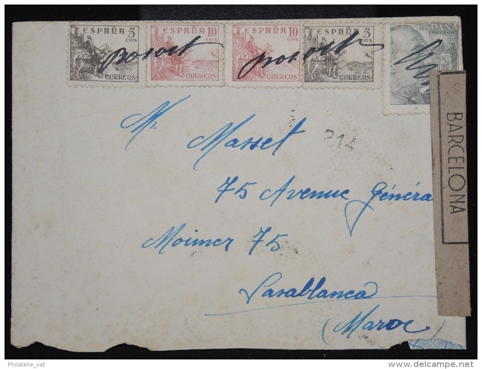 ESPAGNE - Enveloppe De Borost Pour Le Maroc En 1943 - Annulation Timbres à La Main Et Censure  - à Voir - Lot P9344 - Nationalists Censor Marks