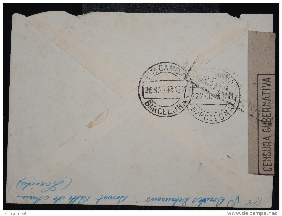 ESPAGNE - Enveloppe De Borost Pour Le Maroc En 1943 - Annulation Timbres à La Main Et Censure  - à Voir - Lot P9344 - Nationalistische Zensur