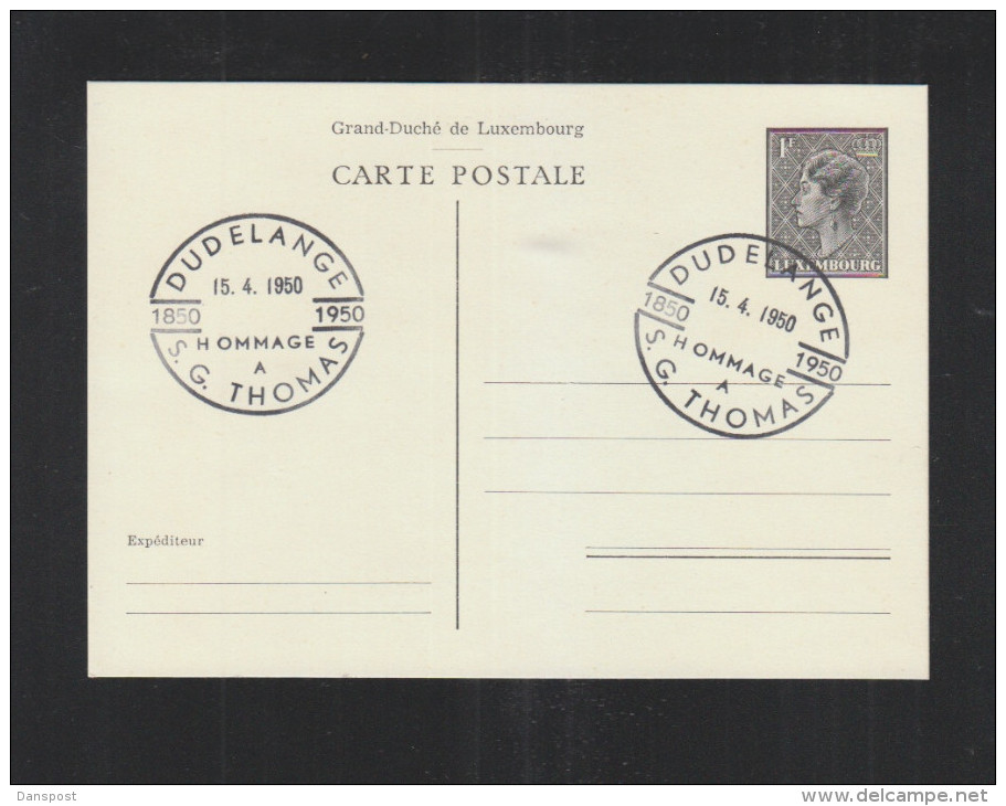 Luxemburg GSK Dudelange Hommage A S.G. Thomas 1950 - Cartes Commémoratives