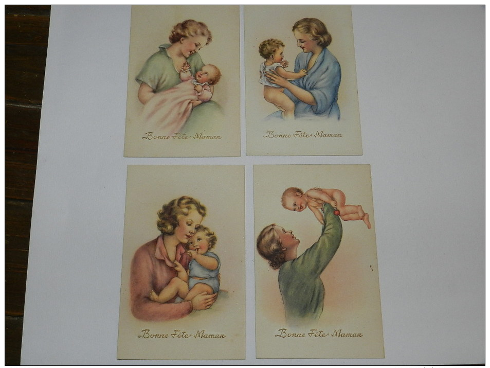 LOT 4 CARTES VINTAGE FETES DES MERES  - MERE AVEC JEUNE ENFANT - EDITION 3D ITALIE ITALY - SERIE 555 - Fête Des Mères