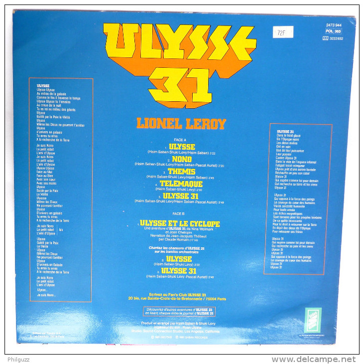 Disque Vinyle 33T ULYSSE 31 FR3- SABAN 2473944 1981 - Disques & CD