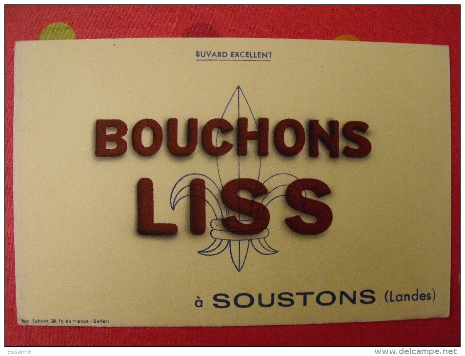 Buvard Bouchons Liss. Soustons (landes) . Vers 1950. - B