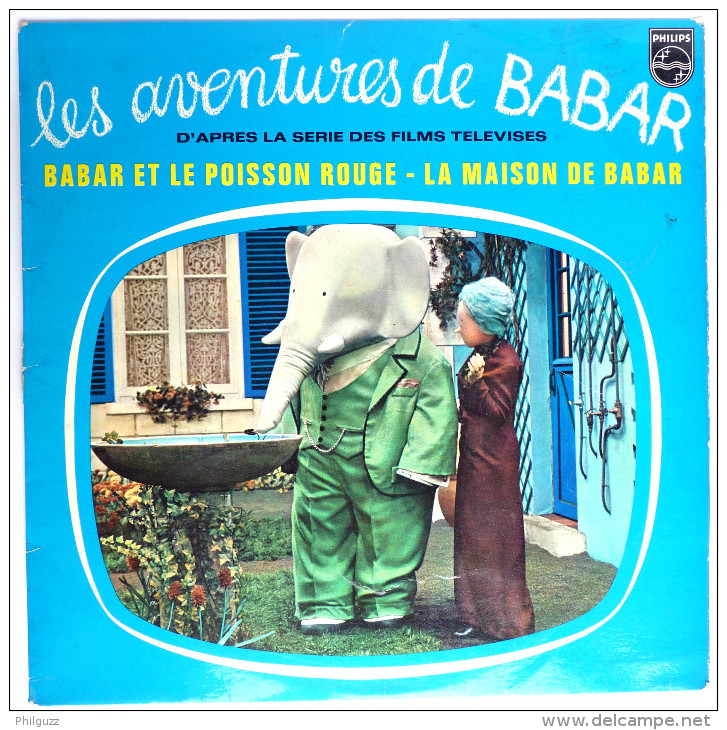 Rare Disque Vinyle 33T LES AVENTURES DE BABAR ET LE POISSON ROUGE ORTF - PHILIPS 849465 BY 1962 - Platen & CD