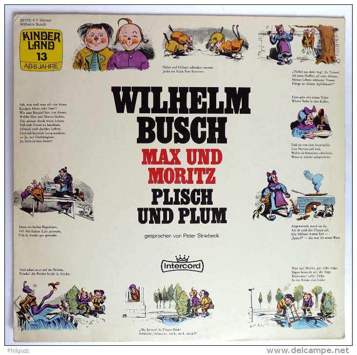 RARE Disque Vinyle 33T WILHELM BUSCH MAX UND MORITZ PLISCH UND PLUM - INTERCORD 285700 Y 1973 - Disques & CD