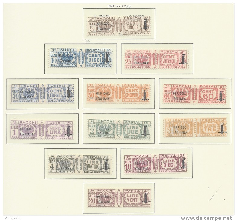 Italia RSI - 1944 - Pacchi Postali - Nuovo/new MH - Sovrastampati - Sass. N. 36/47 - Paquetes Postales