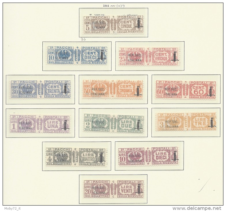 Italia RSI - 1944 - Pacchi Postali - Nuovo/new MH - Sovrastampati - Sass. N. 36/47 - Colis-postaux