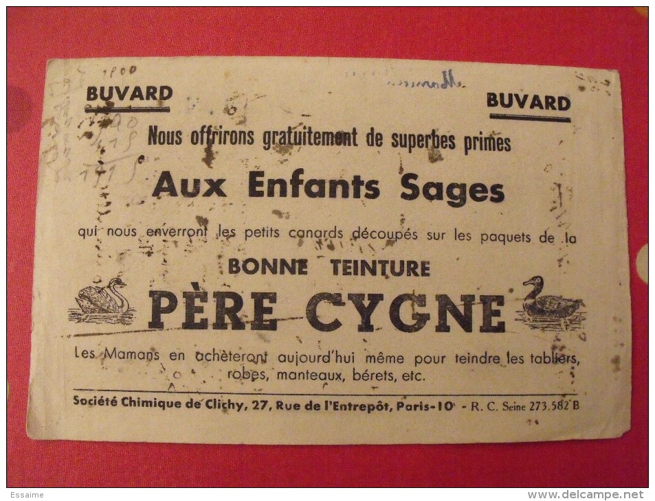 Buvard Teinture Le Père Cygne. Recto-verso.  Vers 1950. - P