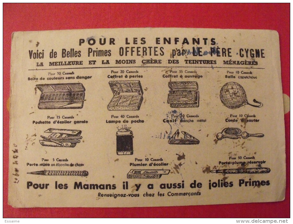 Buvard Teinture Le Père Cygne. Recto-verso.  Vers 1950. - P