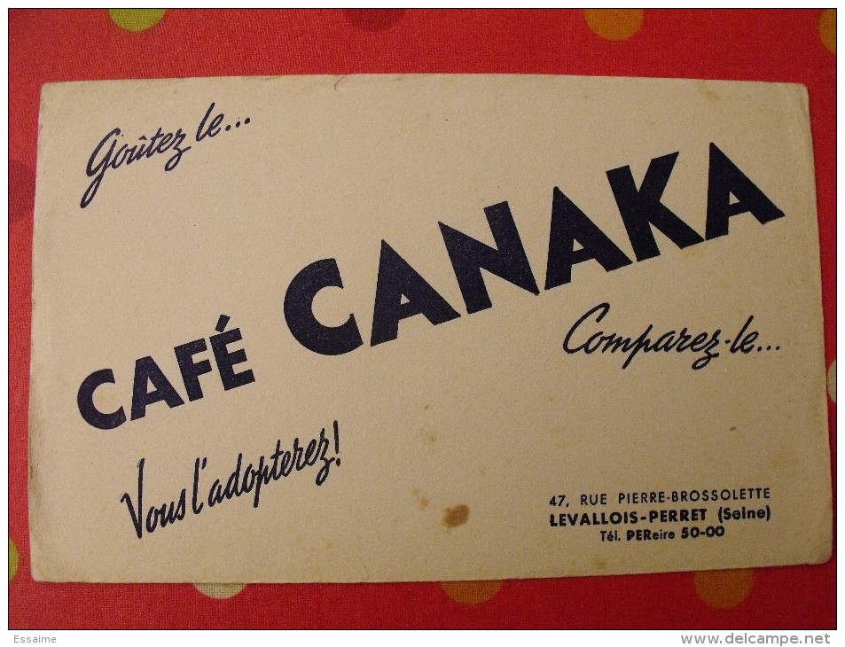 Buvard Café Canaka. Levallois-perret.  Vers 1950. - Café & Thé
