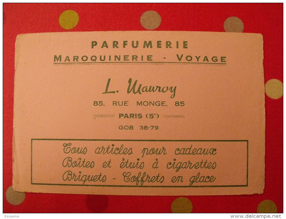 Buvard L. Mauroy. Parfum Parfumerie Maroquinerie Voyage. Paris. Vers 1950. - P