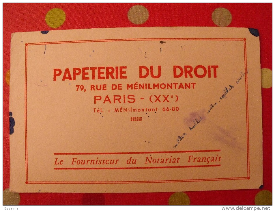 Buvard Papeterie Du Droit. Paris. Vers 1950 - P
