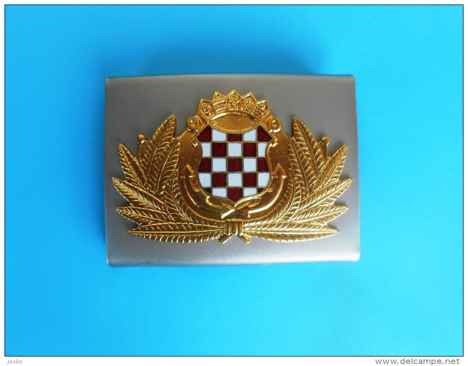 CROATIAN NAVY Large Enamel Ceremonial Officer Belt Buckle Laiton Boucle De Ceinture Gürtelschnalle Fibbia Della Cintura - Equipment