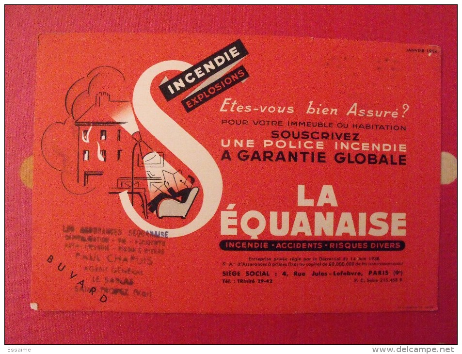 Buvard La Séquanaise. Assurances. 1954 - Bank En Verzekering