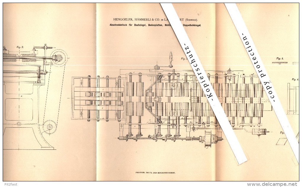 Original Patent - Henggeler , Hämmerli & Co. In Landquart , 1879 , Abschneidetisch Für Dachziegel , Mastrils , Igis !!! - Igis