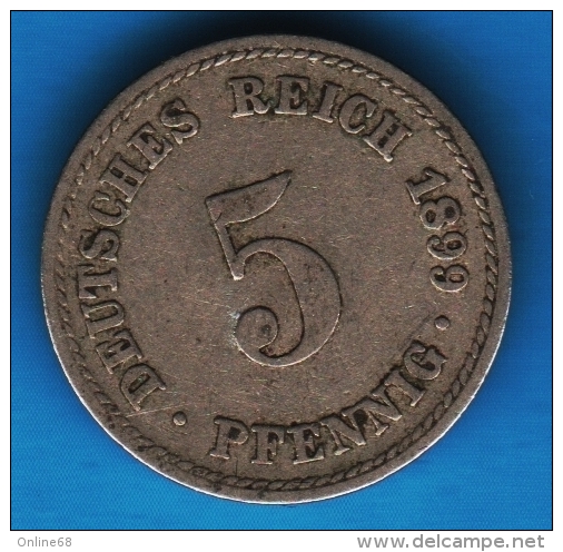 DEUTSCHES REICH 5 PFENNIG 1899 A - 5 Pfennig