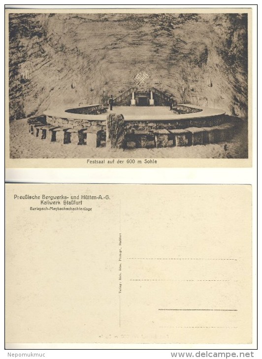 AK Staßfurt Kaliwerk Festsaal I.d. Sohle Nicht Gel. Ca. 1920er S/w (324-AK166) - Stassfurt