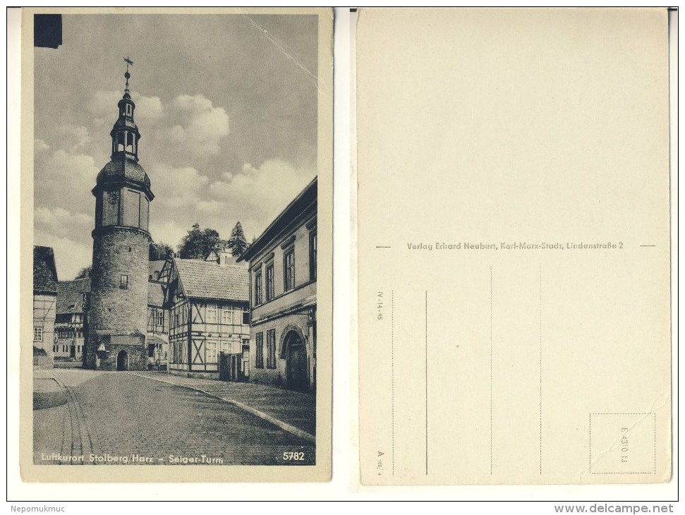 AK Stolberg Seiger-Turm Nicht Gel. Ca. 1930er S/w (324-AK149) - Stolberg (Harz)