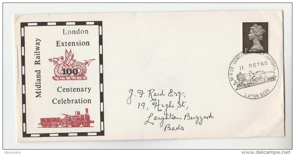 1968 Luton GB MILDLAND RAILWAY London EXTENSION CENTENARY EVENT COVER Steam Train Stamps - Trains