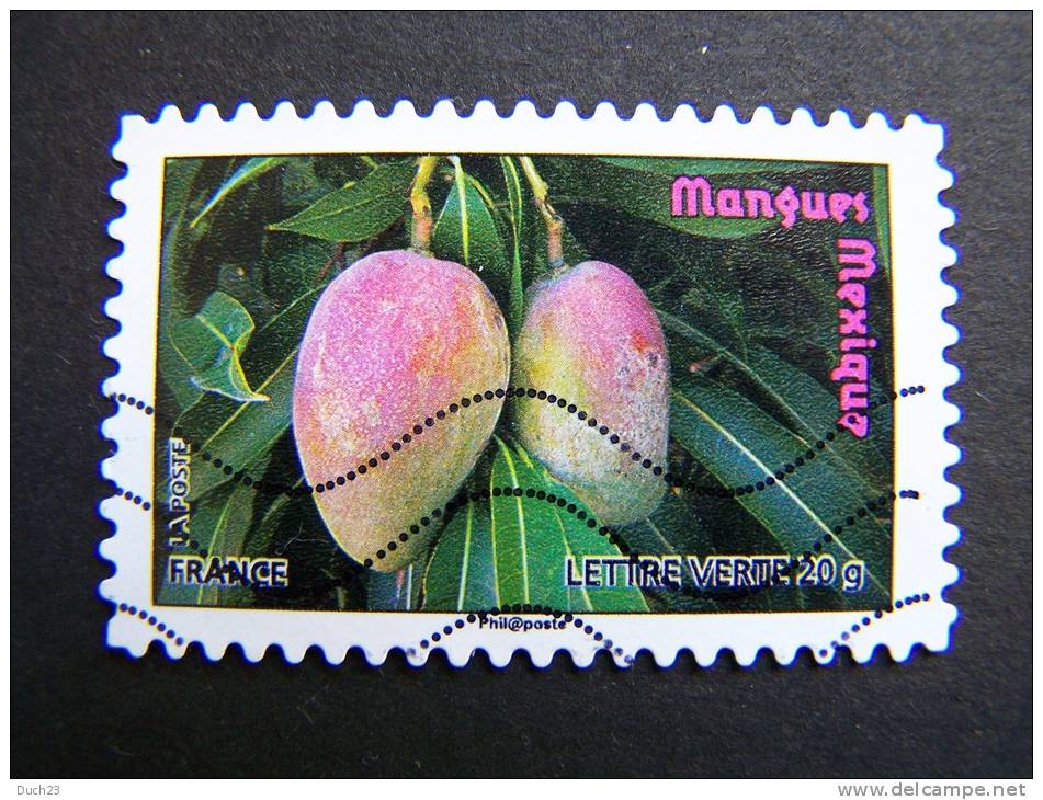 FRANCE OBLITERE 2012 N° 695  MANGUES MEXIQUE SERIE DU CARNET DES FRUITS POUR UNE LETTRE VERTE AUTOCOLLANT ADHESIF - Oblitérés