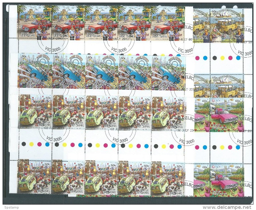 Australia 2013 Road Trip II Set Of 5 In Gutter Strips Of 10  VFU Melbourne CTO - Used Stamps