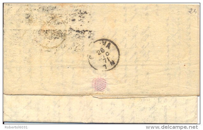 Great Britain 1871 Envelope From Manchester 498 To Genoa (Italy) With Stamp 6 Pence - Storia Postale