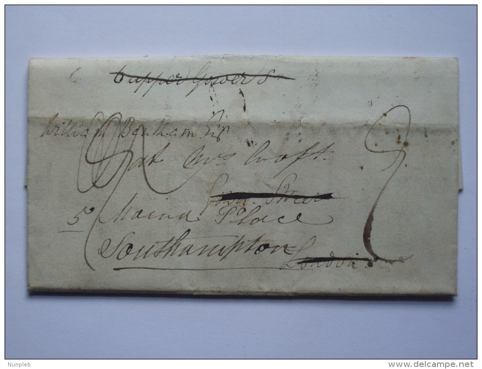 GB 1832 ENTIRE BATH TO SOUTHAMPTON CODED AND DOUBLE CIRCLE MARKS - ...-1840 Precursores