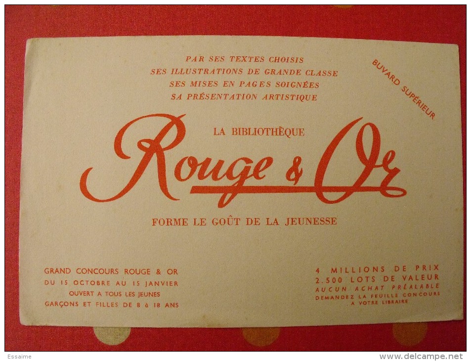 Buvard Livres Bibliothèque Rouge Et Or. Grand Concours. Vers 1950 - L