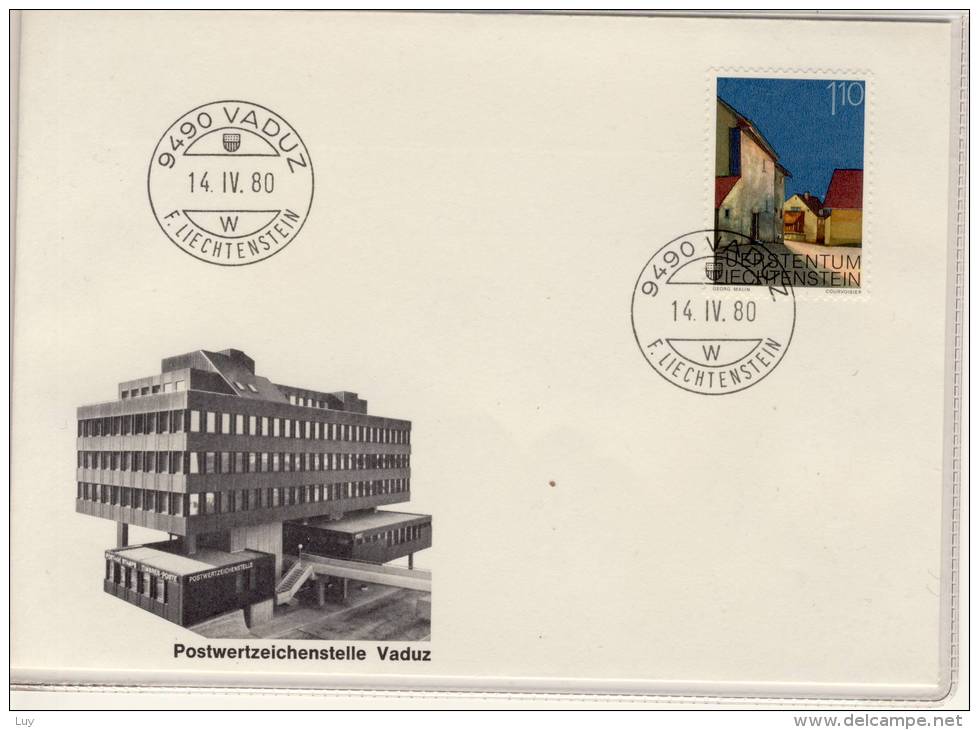 FL - 9490  VADUZ , Cancelation 1980,  Postwertzeichenstelle Vaduz  On Cover And Stamp - Maschinenstempel (EMA)