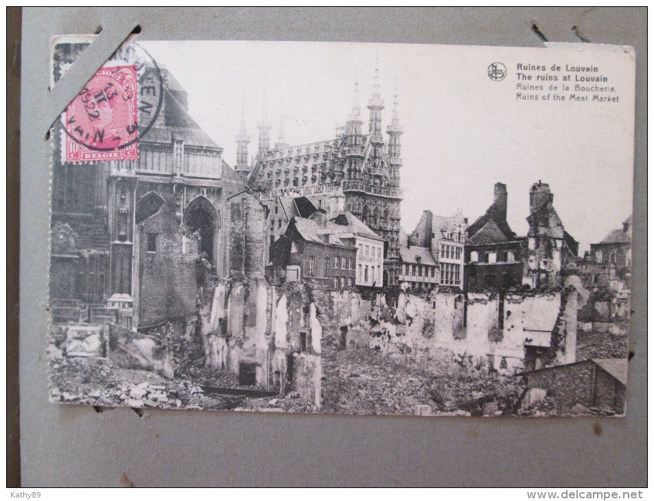 LOUVAIN Belgique Lot De 3 Cartes Ruines De La Boucherie,, Rue De Diest, église St Pierre  Timbrée 1922 - Other & Unclassified