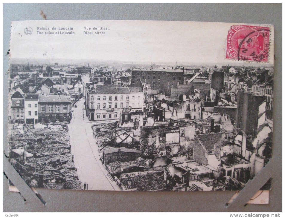 LOUVAIN Belgique Lot De 3 Cartes Ruines De La Boucherie,, Rue De Diest, église St Pierre  Timbrée 1922 - Other & Unclassified