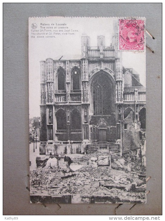 LOUVAIN Belgique Lot De 3 Cartes Ruines De La Boucherie,, Rue De Diest, église St Pierre  Timbrée 1922 - Other & Unclassified