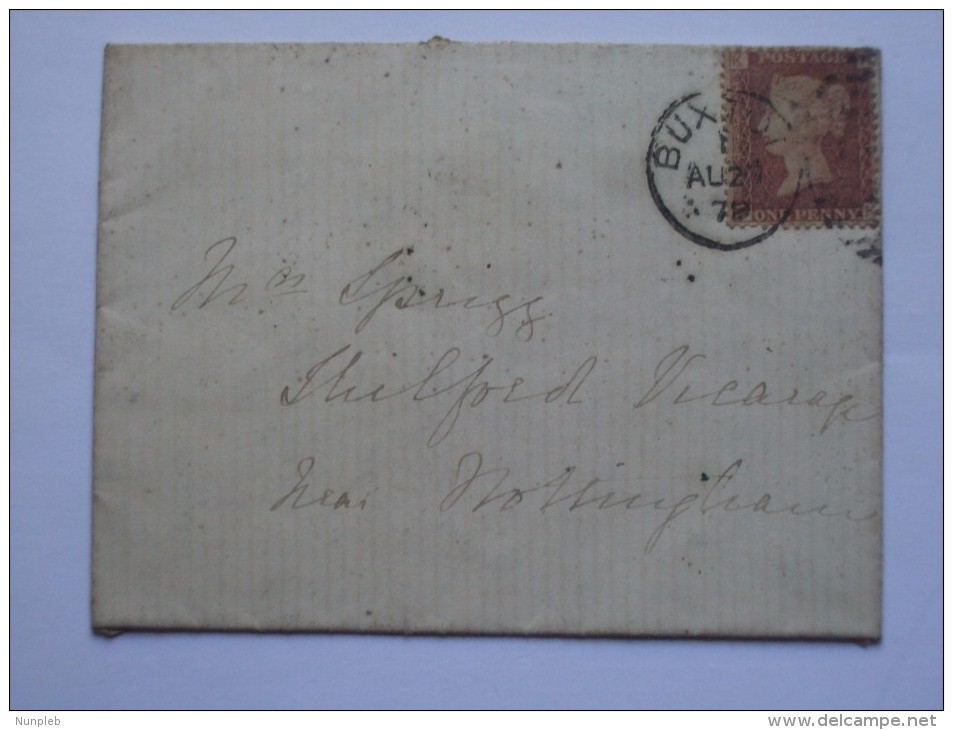 GB 1876 ENTIRE BUXTON TO NOTTINGHAM - Covers & Documents